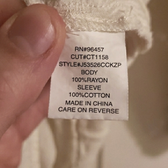 LUQ White Eyelet Lace Sleeve Tie Front Blo… - Picture 3 of 8